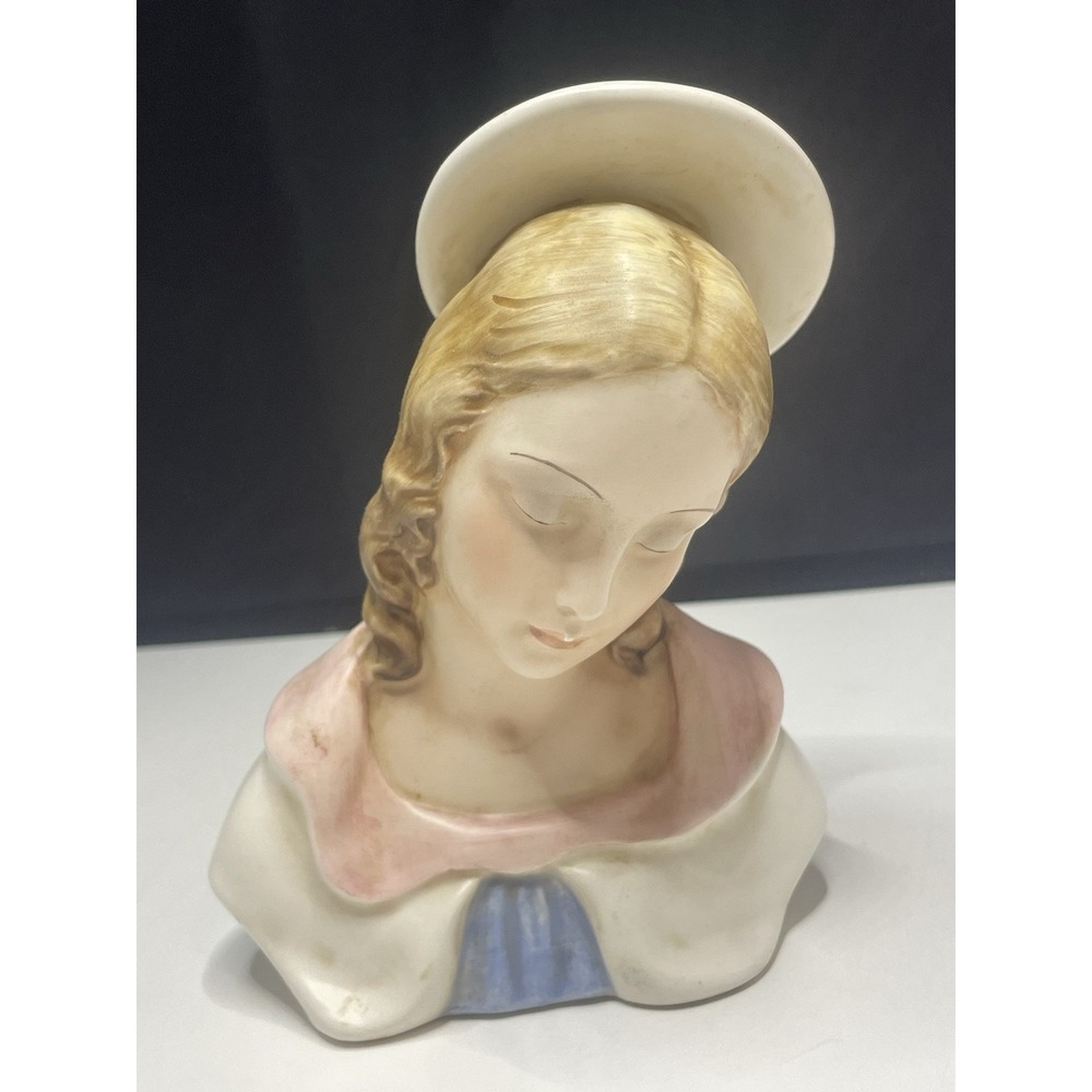 Vtg Hand Painted Italian Ceramic‎ Madonna Mary Porcelain Figure Figurine Italy